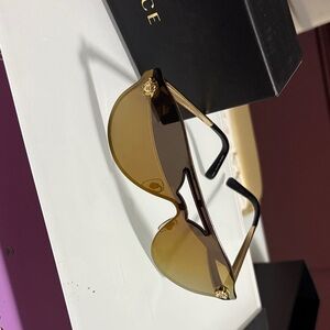 Versace Women's Black and Gold Sunglasses